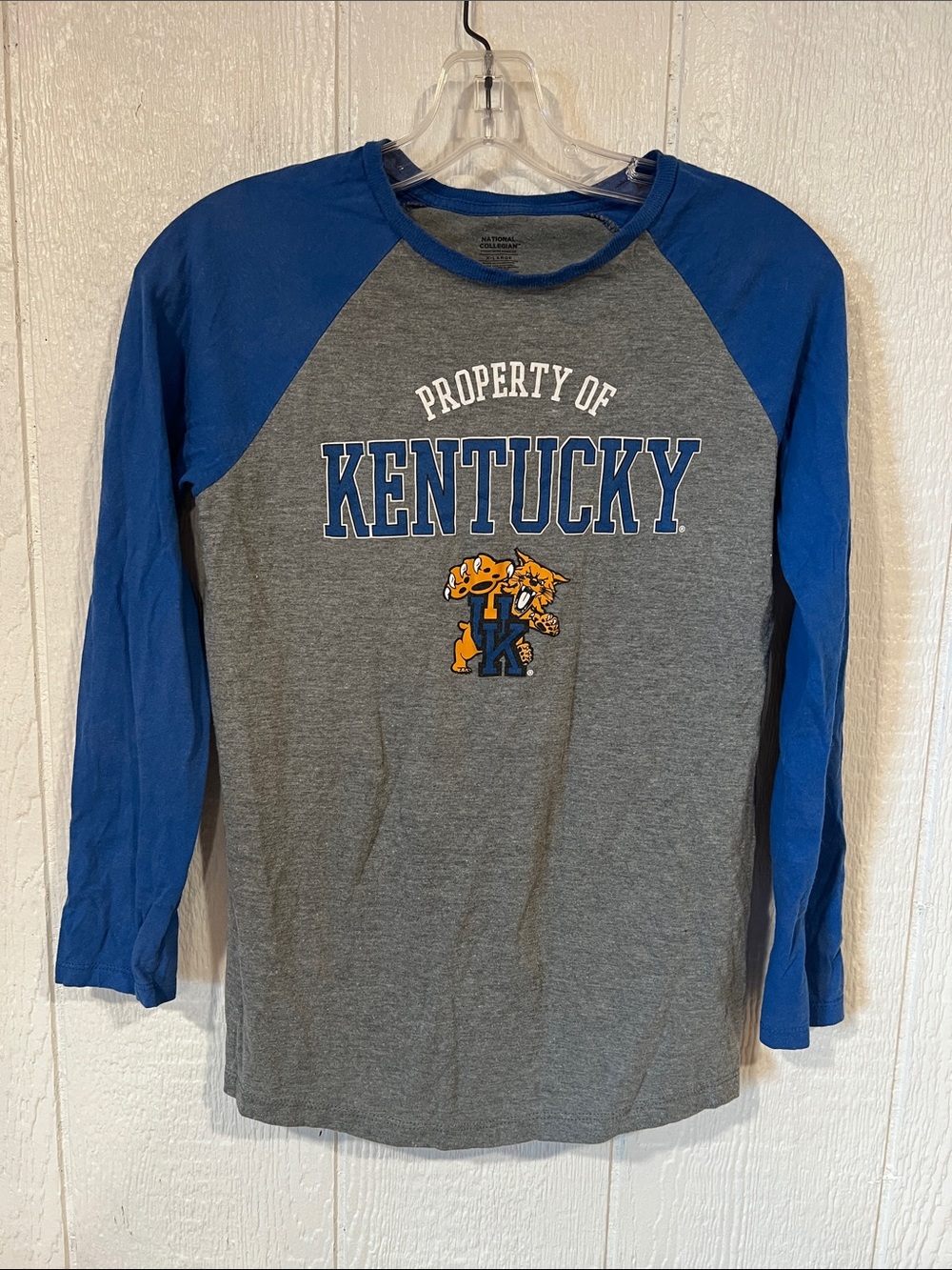 Boys University of Kentucky Gray & Blue Raglan Kids Long Sleeve Tee